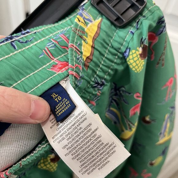 Polo Ralph Lauren Shorts Mens XL Green Swim Trunks Pockets Surf Flamingo Beach - Picture 7 of 9